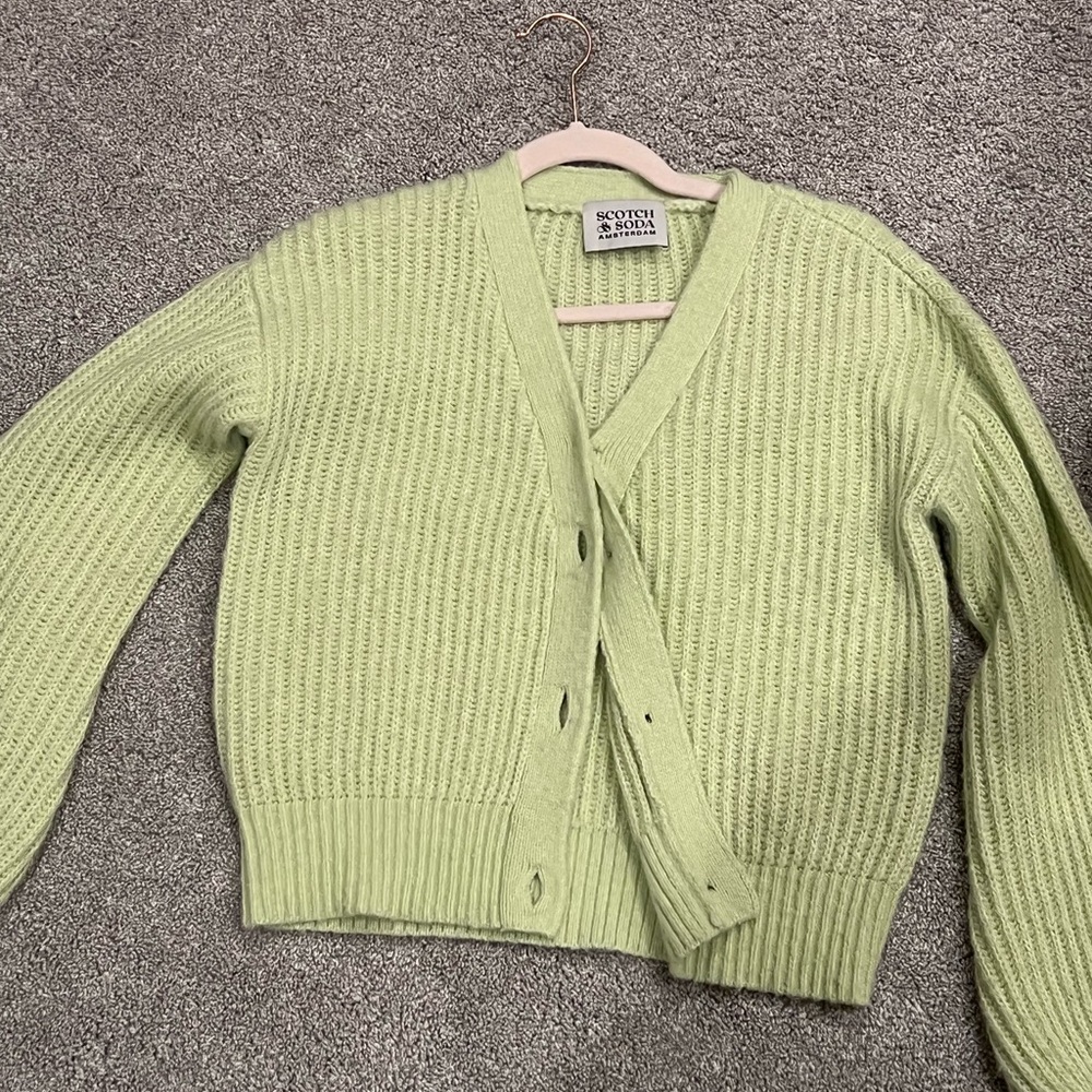 Lime green knit cardigan